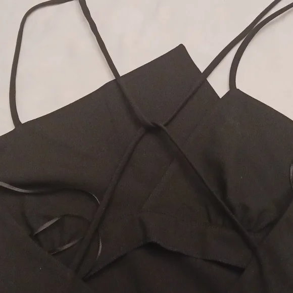 Zara size medium women's black mini dress spaghetti criss-cross strap. - Picture 12 of 17